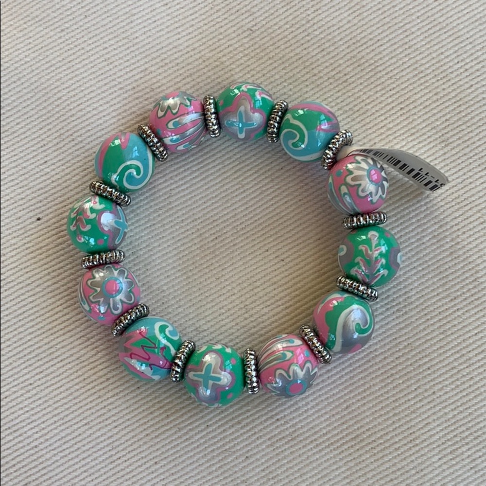 Angela Moore hand painted beaded bracelet